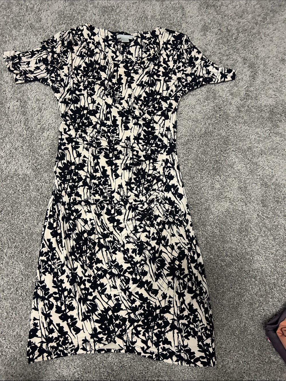 H&M Black and Cream Floral Midi Dress